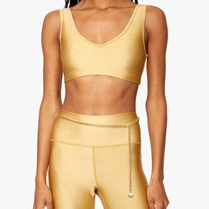 WeWoreWhat - V-NECK METALLIC SPORTS BRA